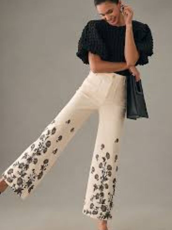 Maeve Pants - Maeve Colette High-Rise Wide-Leg Cropped Jeans 34
